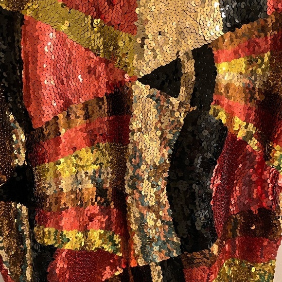 100% COTTON~VTG~SEQUIN BLOUSE~ABSTRACT~LG~ NWT - Picture 12 of 12